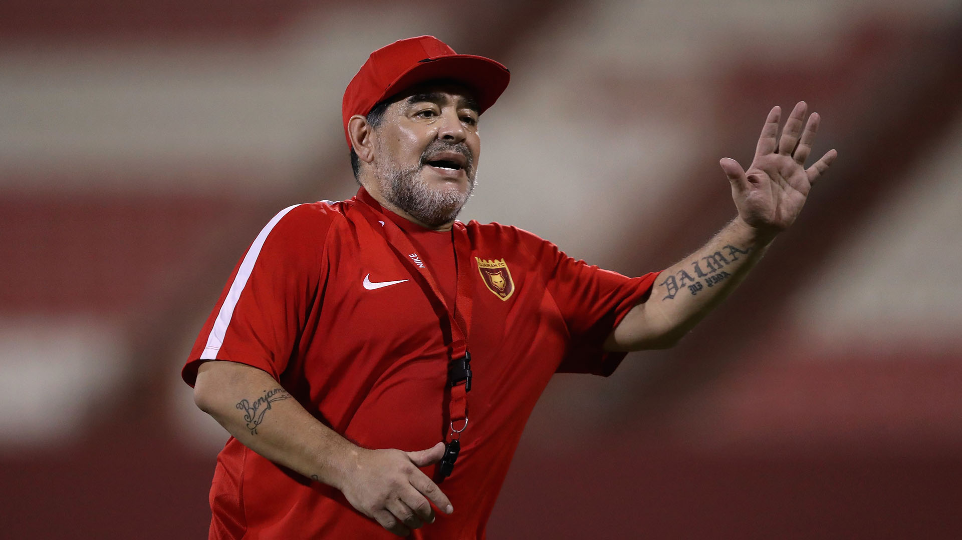 "Dalma" en el brazo izquierdo de Diego Maradona