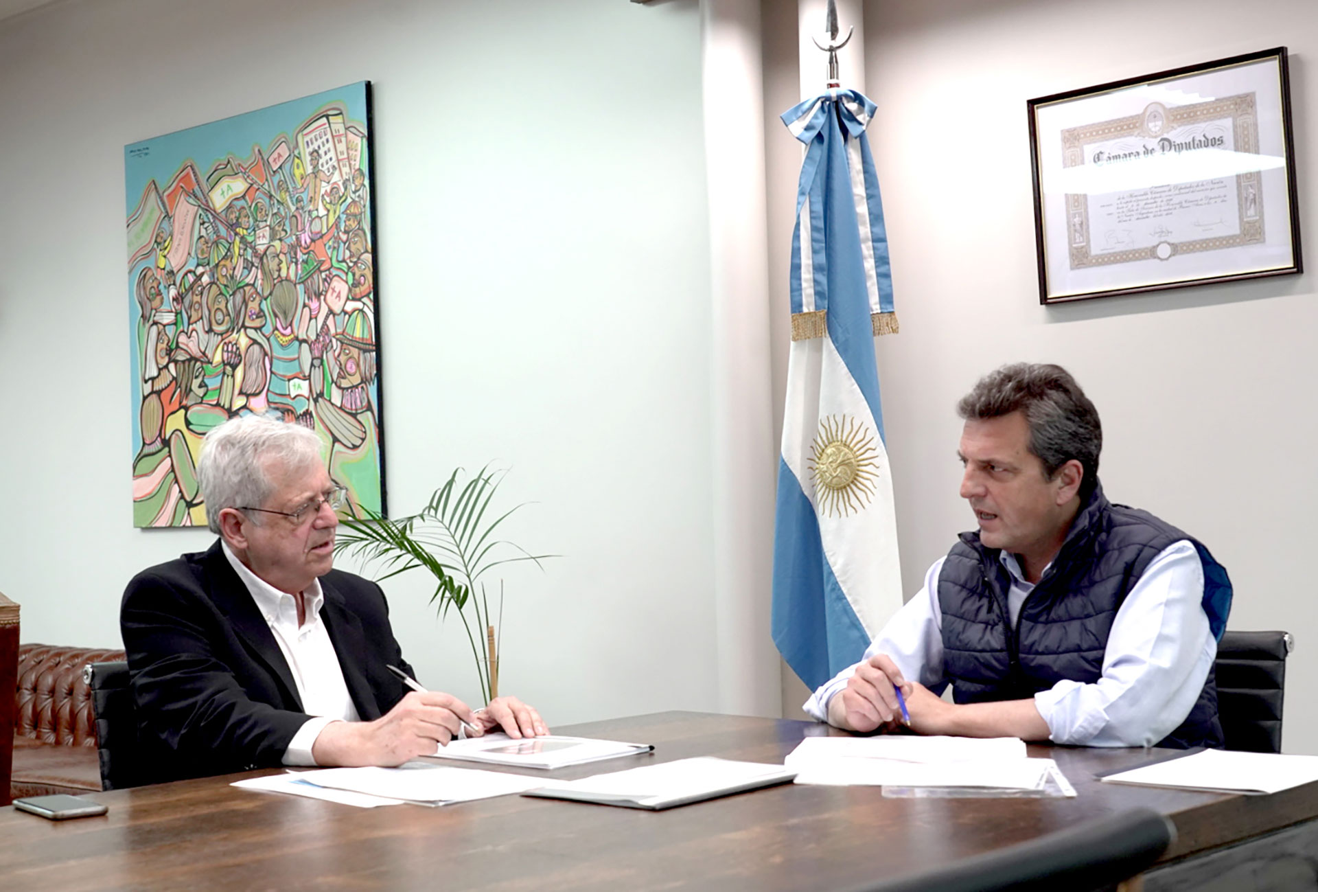 El ministro Sergio Massa con el secretario de Programación Económica, Gabriel Rubinstein