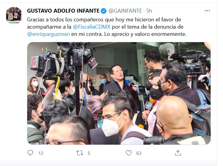 Gustavo Adolfo Infante agradeció a quienes lo apoyaron hoy en su visita a la Fiscalía (Foto: Captura de pantalla Twitter)