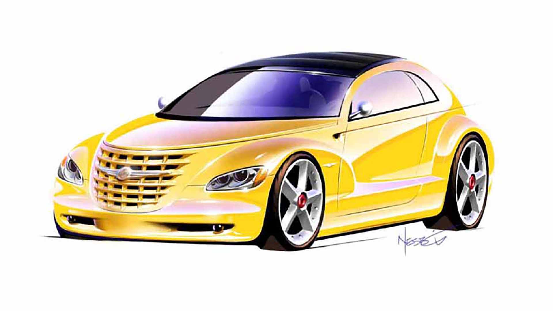 Una vez decididos por un auto con líneas retro, el diseño se convirtió en este concept car llamado Chrysler PT Pronto Cuiser, que sin embargo tenía dos puertas en lugar de cuatro