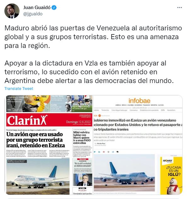 El tweet de Juan Guaidó