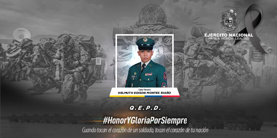 Murió al ser víctima de un campo minado en zona rural de Zaragoza, Antioquia. Foto: Ejército Nacional.