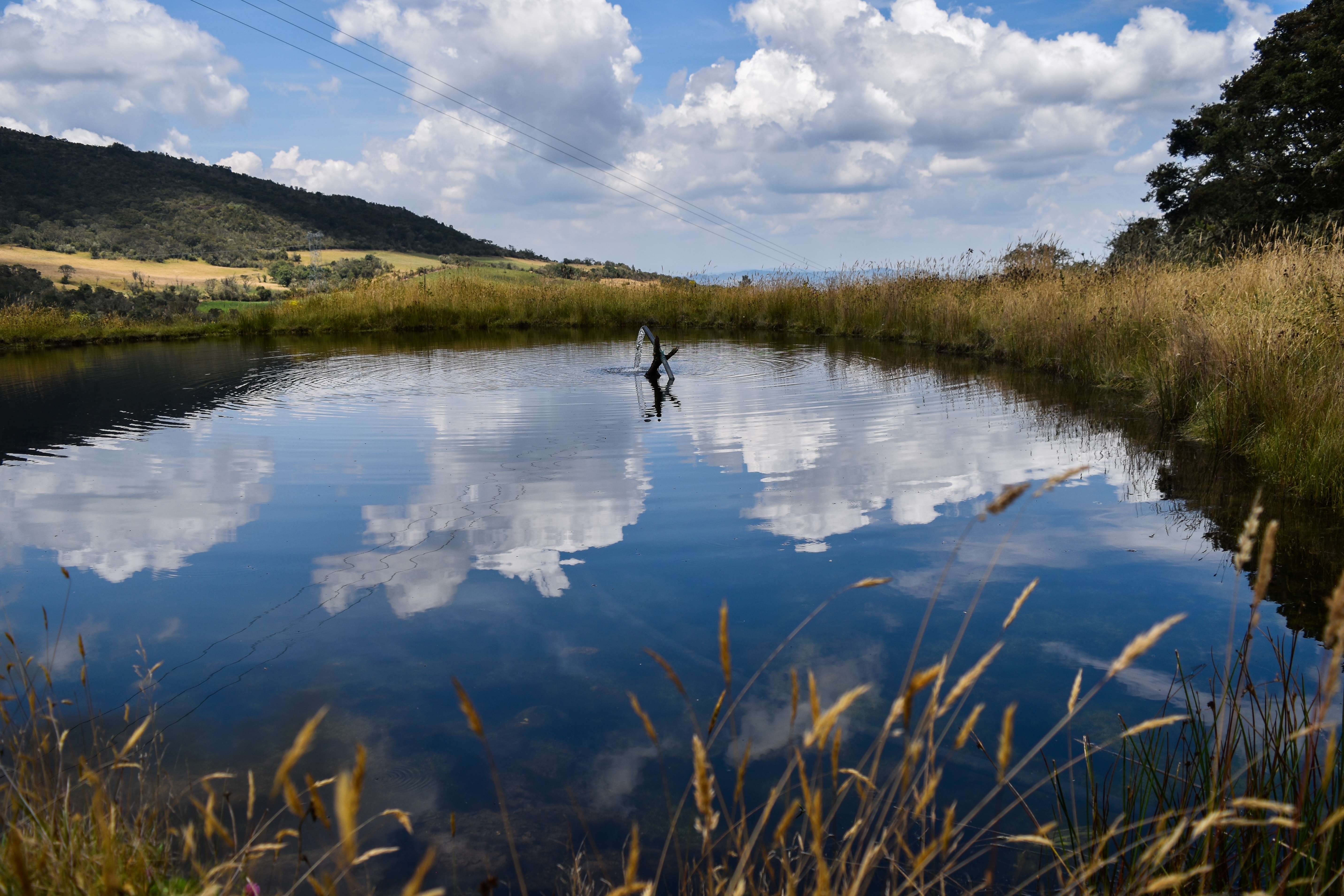 Fotografía de un reservorio de agua el 25 de febrero de 2020, en la hacienda Montecarlo, cercana al Parque Nacional Natural Chingaza del municipio de Guasca (Colombia). EFE/Camilo García/Archivo