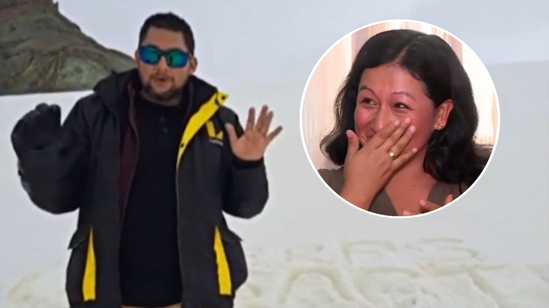 Periodista de Latina TV sorprendió a su pareja con una tierna propuesta matrimonial desde la Antártida