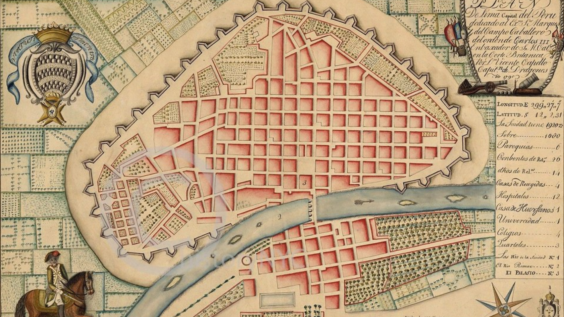 En 1746 Lima tenía 150 manzanas y alrededor de 60 mil habitantes.  (Plano trazado por el cartógrafo inglés Vicente Capello) | Flickr
