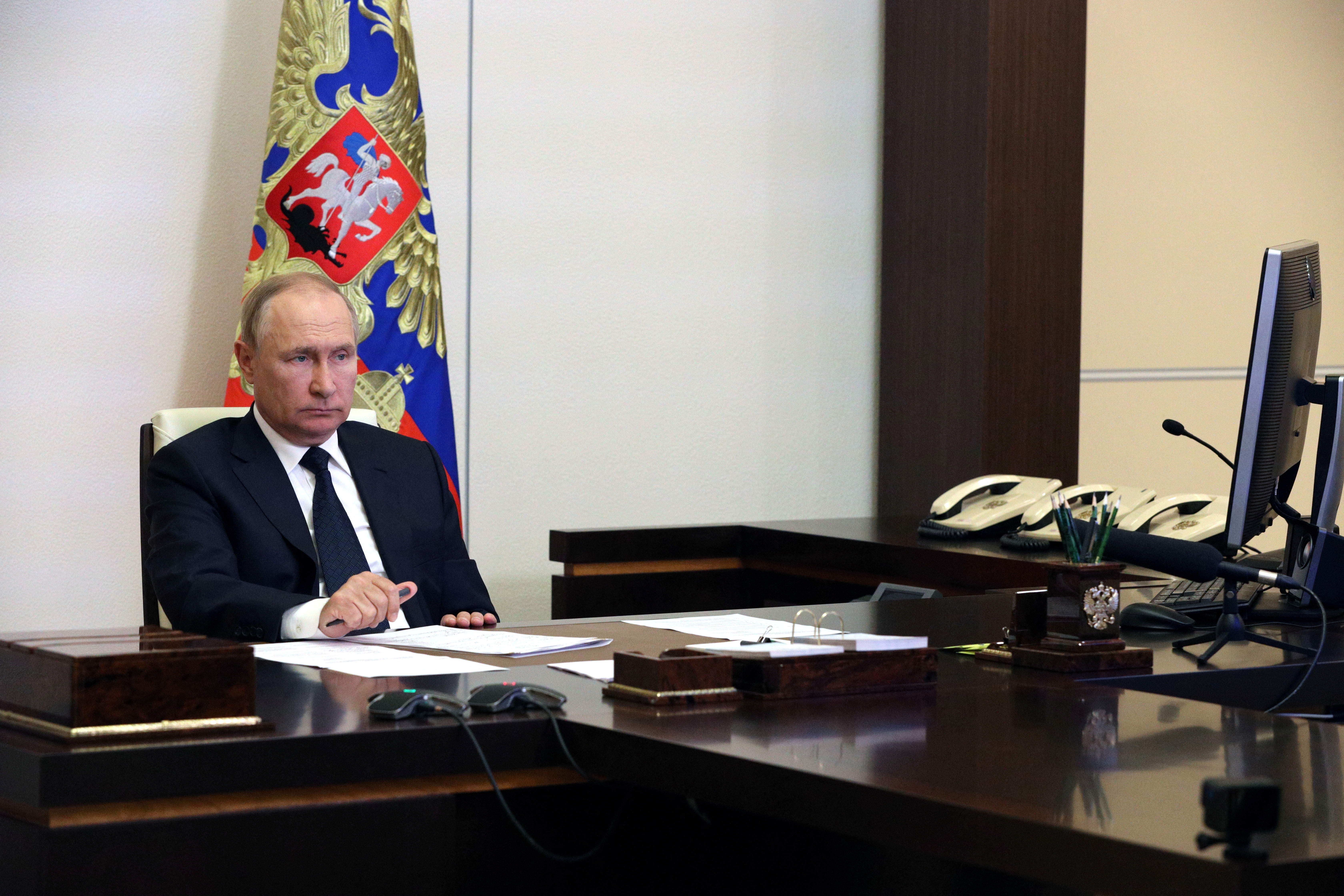 El jefe de estado ruso Vladimir Putin durante una reunión en el Kremlin, Moscú este 24 de agosto (Reuters)