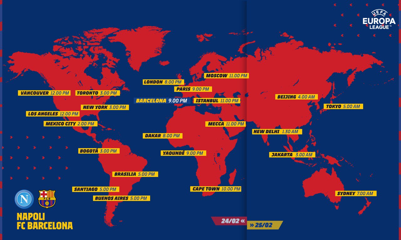 Barcelona vs Napoli: horarios del partido por Europa League 2022.