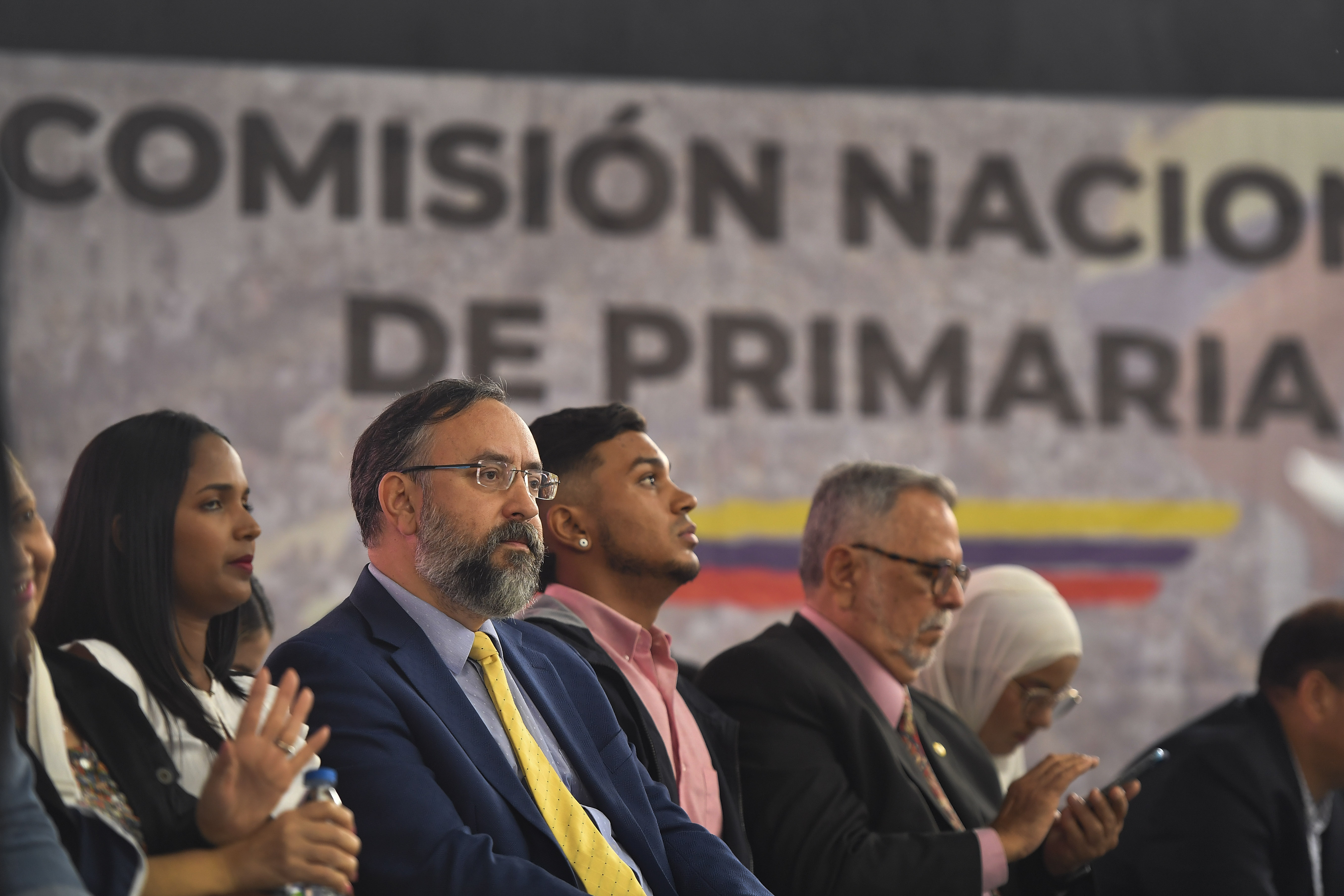 El presidente de la Comisión Nacional de Primarias, Jesús María Casal, asiste a un evento para anunciar la fecha de las elecciones primarias (AP Foto/Matias Delacroix/Archivo)