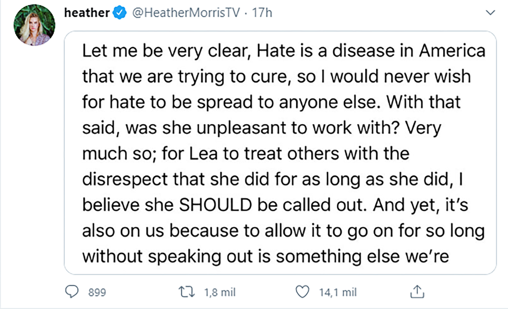 El mensaje de Heather Morris contra Lea Michele