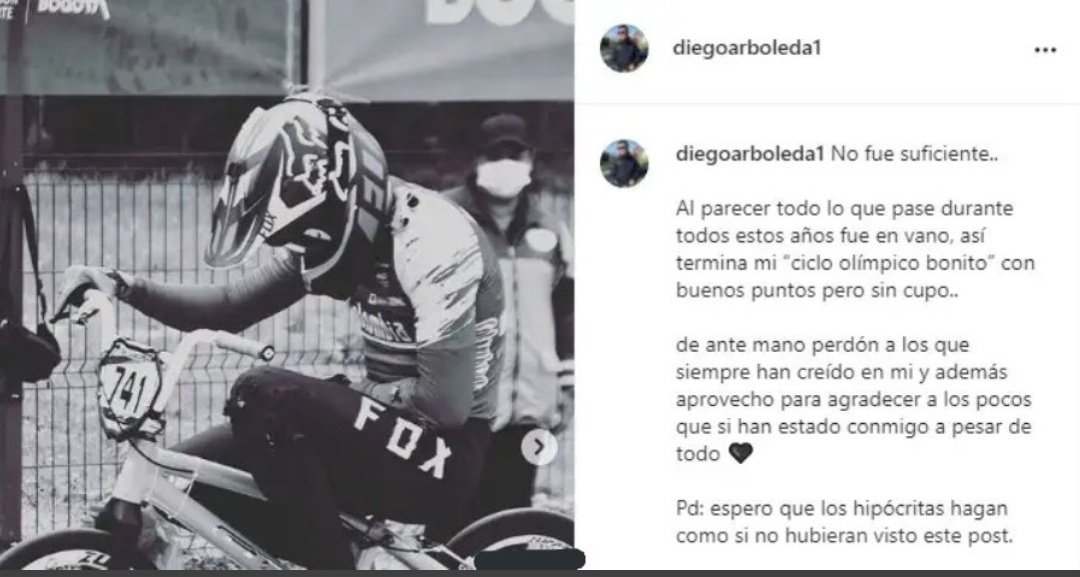 Mensaje de Diego Arboleda tras no clasificar a los Juegos Olímpicos de Tokio 2020