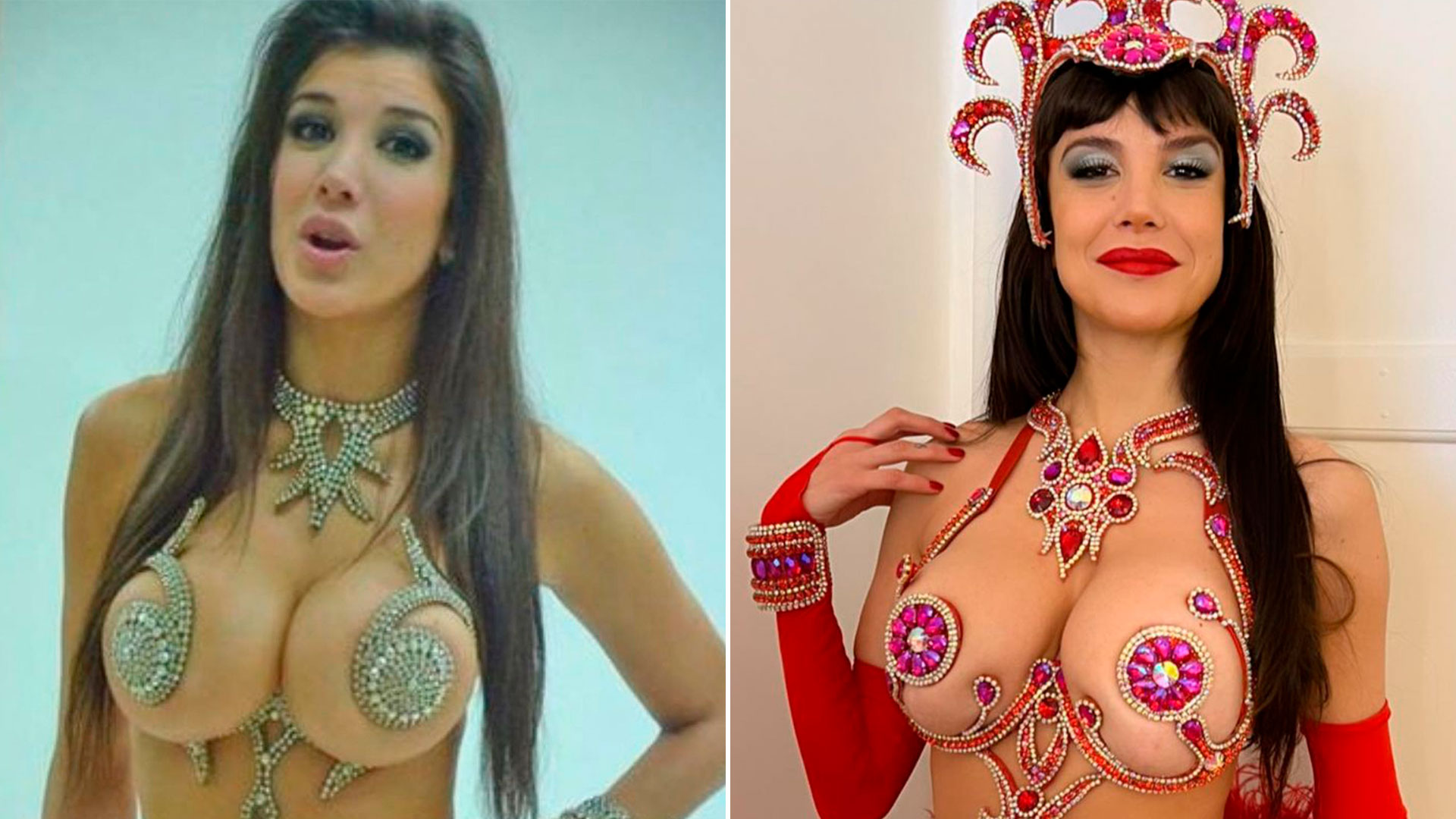 Andrea Rincón se volvió a poner las plumas y sorprendió comparándola con  una imagen suya de hace 10 años - Infobae