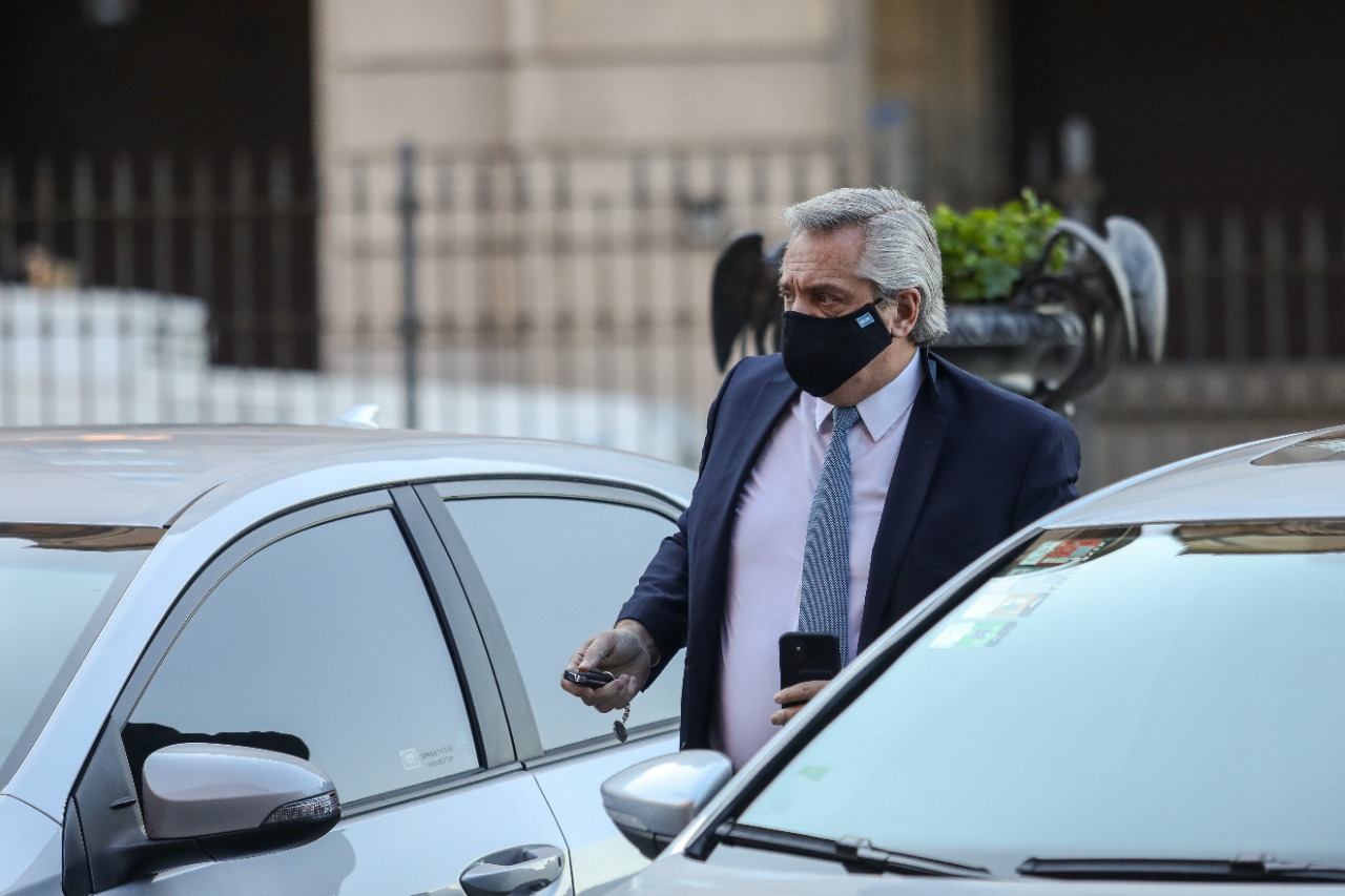 El presidente Alberto Fernández leyó su discurso en la Casa Rosada