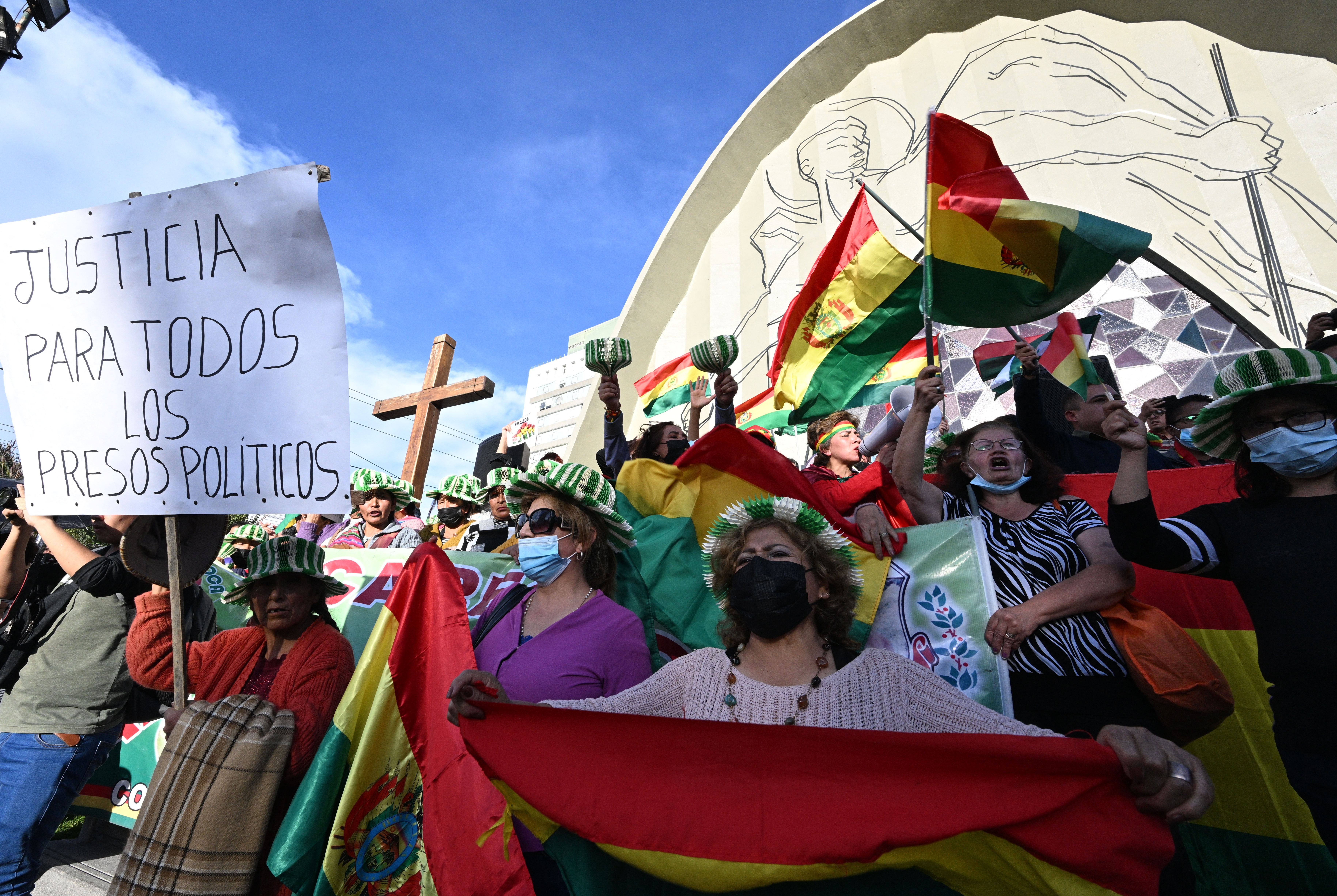 Una manifestación que pide la libertad de Camacho y todos los presos políticos en Bolivia (AIZAR RALDES/AFP)