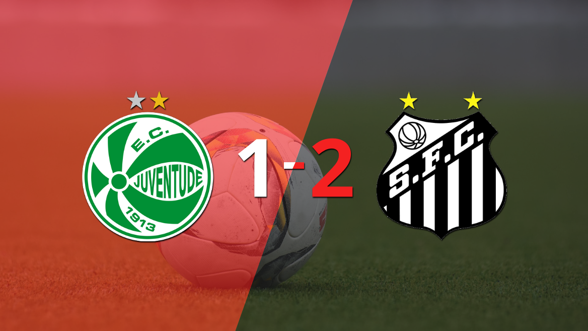 Santos ganó por 2-1 en su visita a Juventude