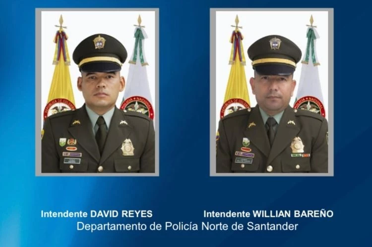 Intendentes William Bareño Ardila y David Reyes Jiménez, muertos en atentados de Cúcuta. Foto: Policía Nacional