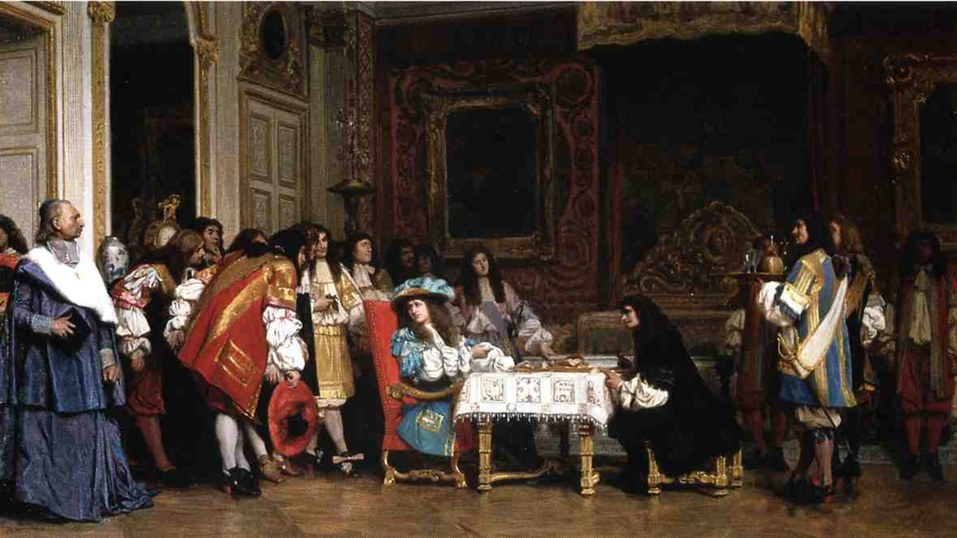 El rey Luis XIV y su corte. Fénelon fue preceptor de su nieto