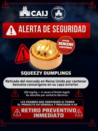Retirar&aacute;n el Squeezy Dumpling del mercado por incumplir normas de seguridad: "Grave riesgo qu&iacute;mico"