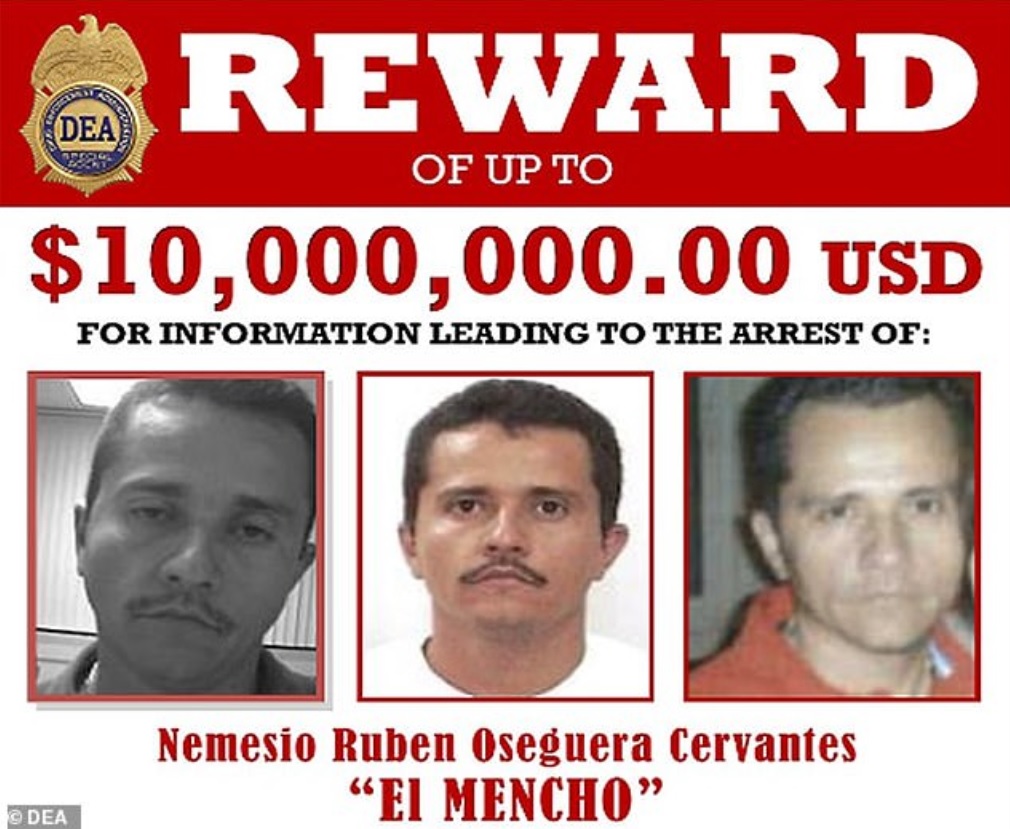 Ficha de búsqueda en EEUU de Nemesio Oseguera Cervantes, alias "El Mencho", líder del Cártel Jalisco Nueva Generación (DEA)