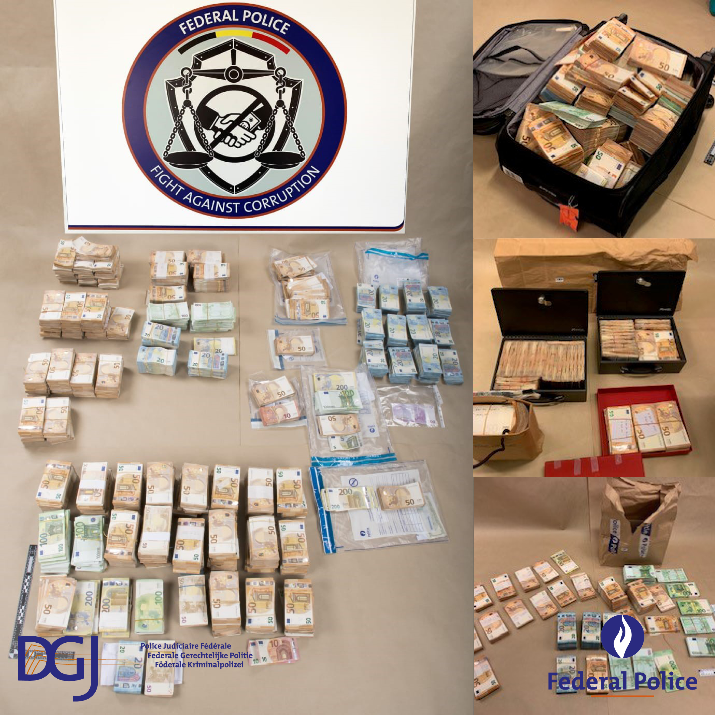1,5 millones de euros decomisados por la policía belga durante búsquedas realizadas en la región de Bruselas