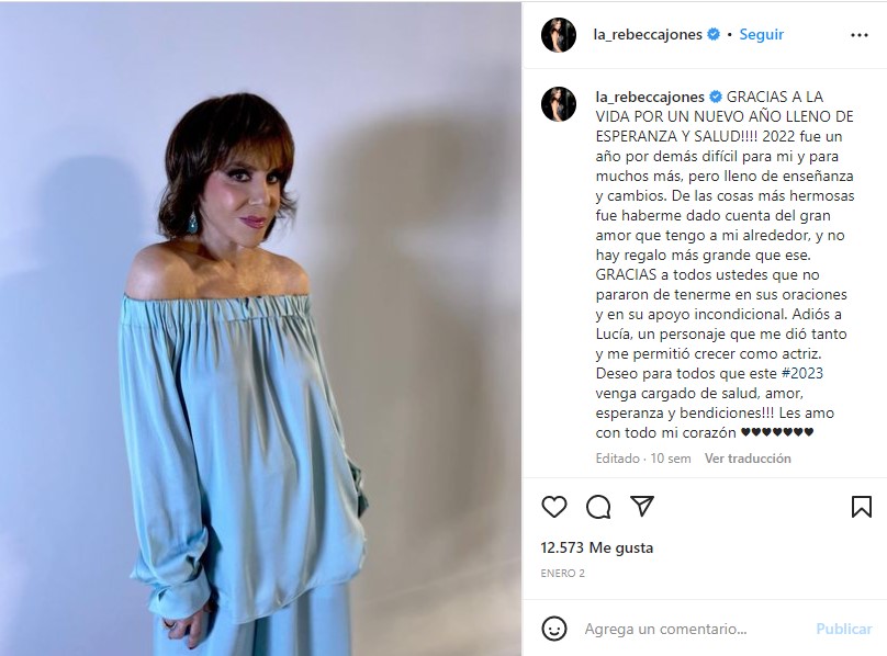 A través de sus redes sociales, Rebecca Jones se despidió de su personaje, Lucía Alarcón del programa Cabo. Foto: @la_rebeccajones