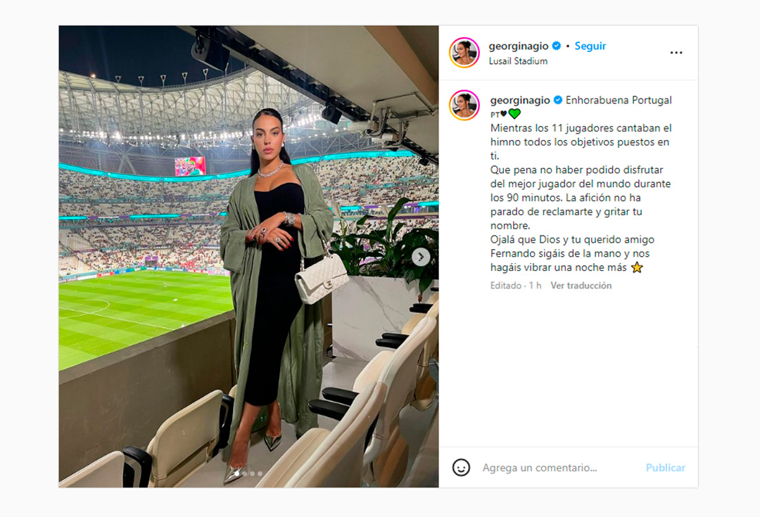 La publicación de Georgina Rodríguez en apoyo a Cristiano Ronaldo