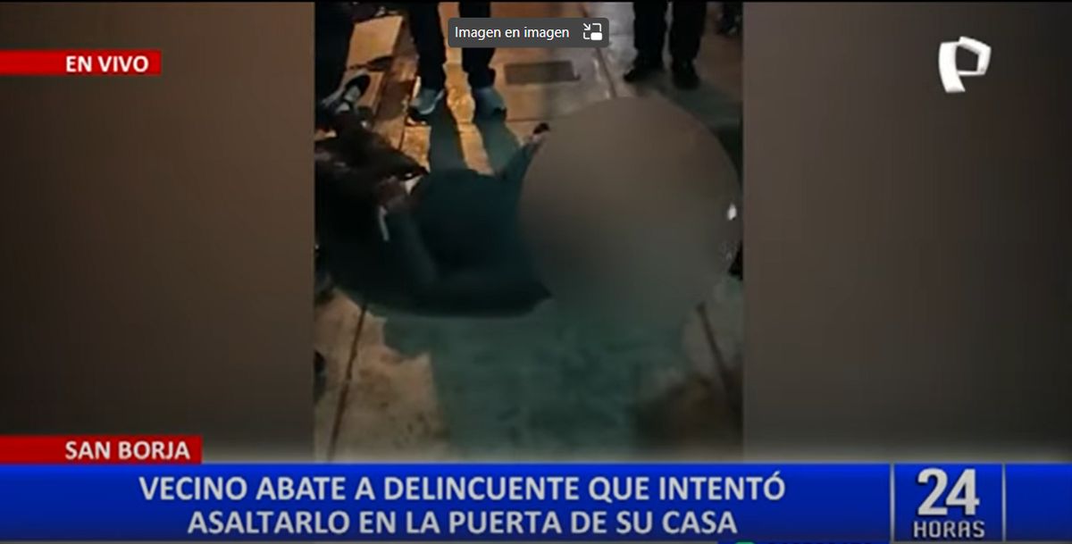 Hombre abate a delincuente que intentó asaltarlo en la puerta de su casa en San Borja