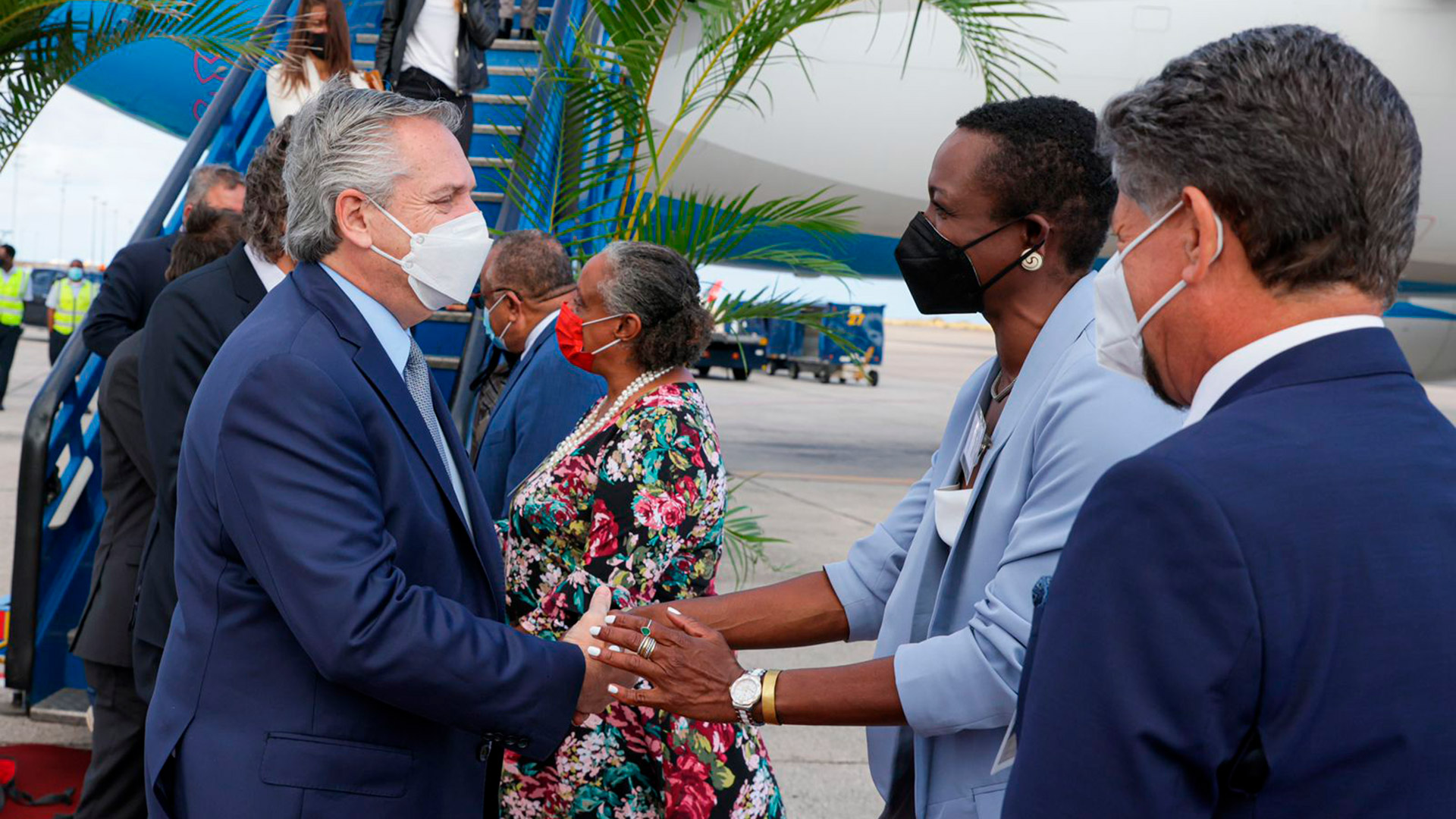 Alberto Fernández a su llegada a Barbados