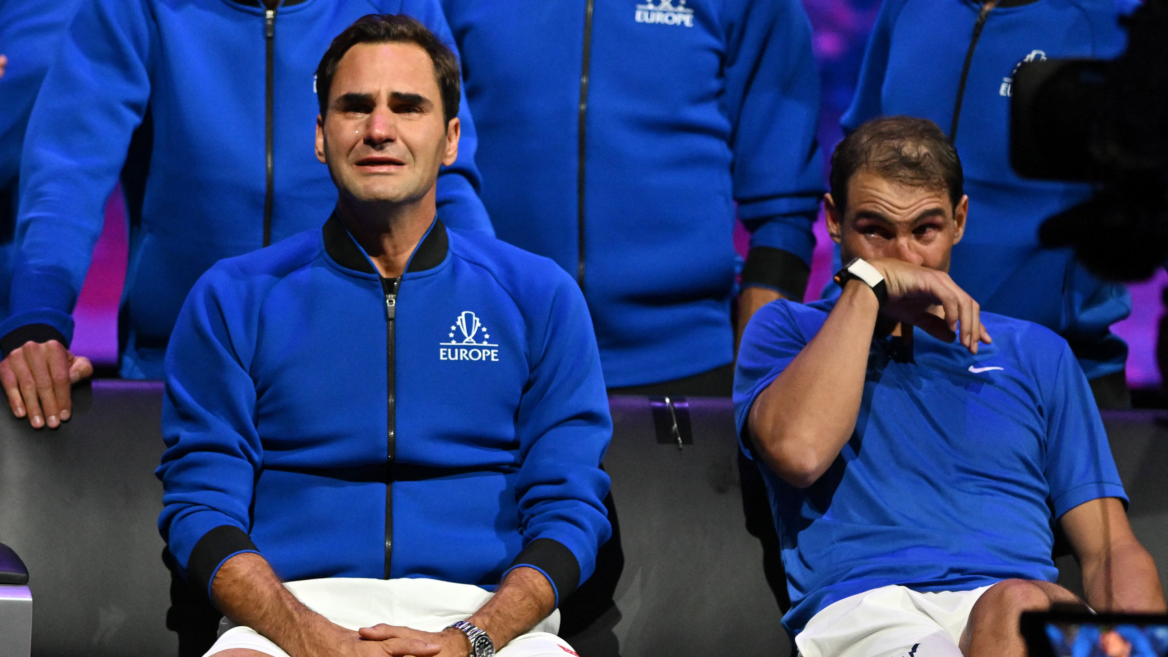 Nadal estuvo presente en el último partido de Roger Federer (AFP)