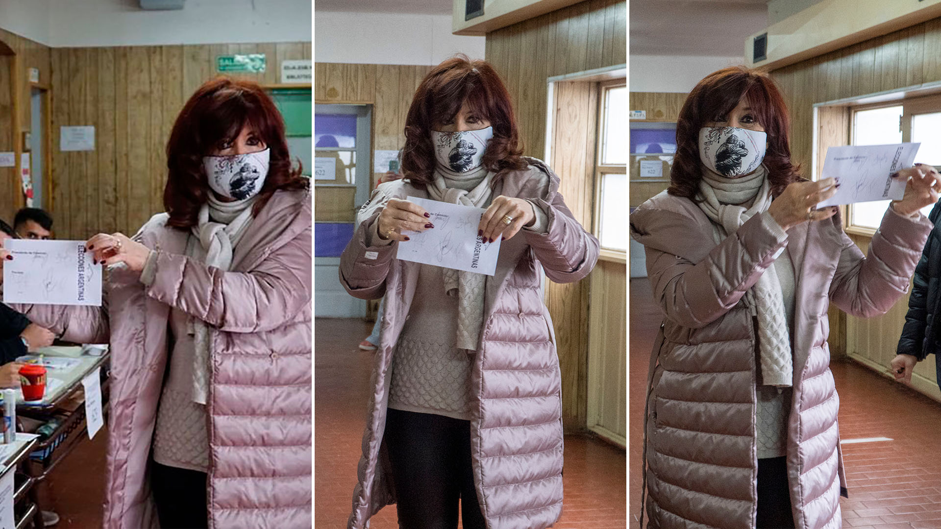 Cristina Kirchner improvisó un baile al posar con el sobre para los reporteros gráficos