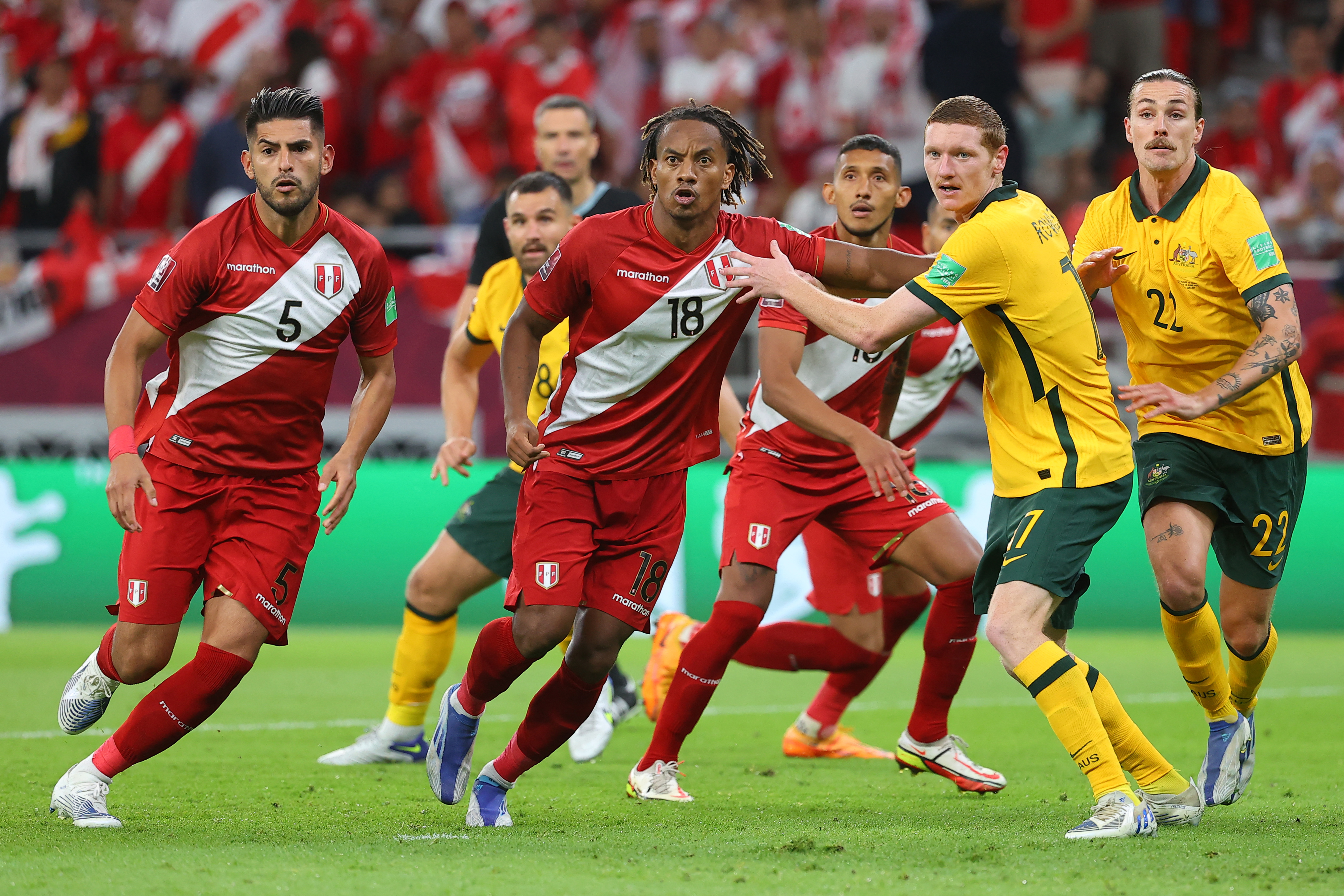Perú estuvo muy lejos de su mejor versión ante Australia en el repechaje al Mundial (Foto: AFP)