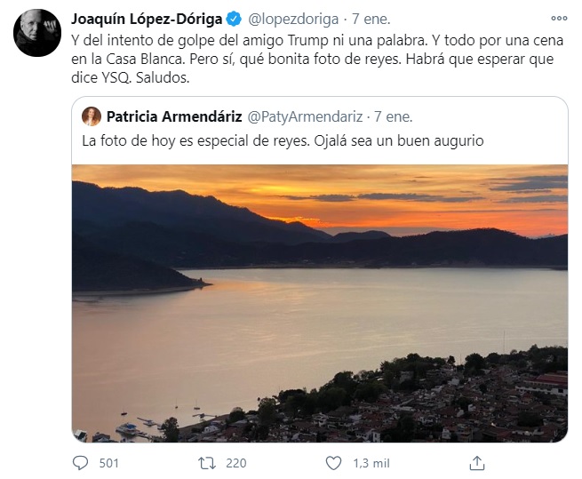 López-Dóriga criticó una publicación de la actuaria (Foto: Twitter @lopezdoriga)