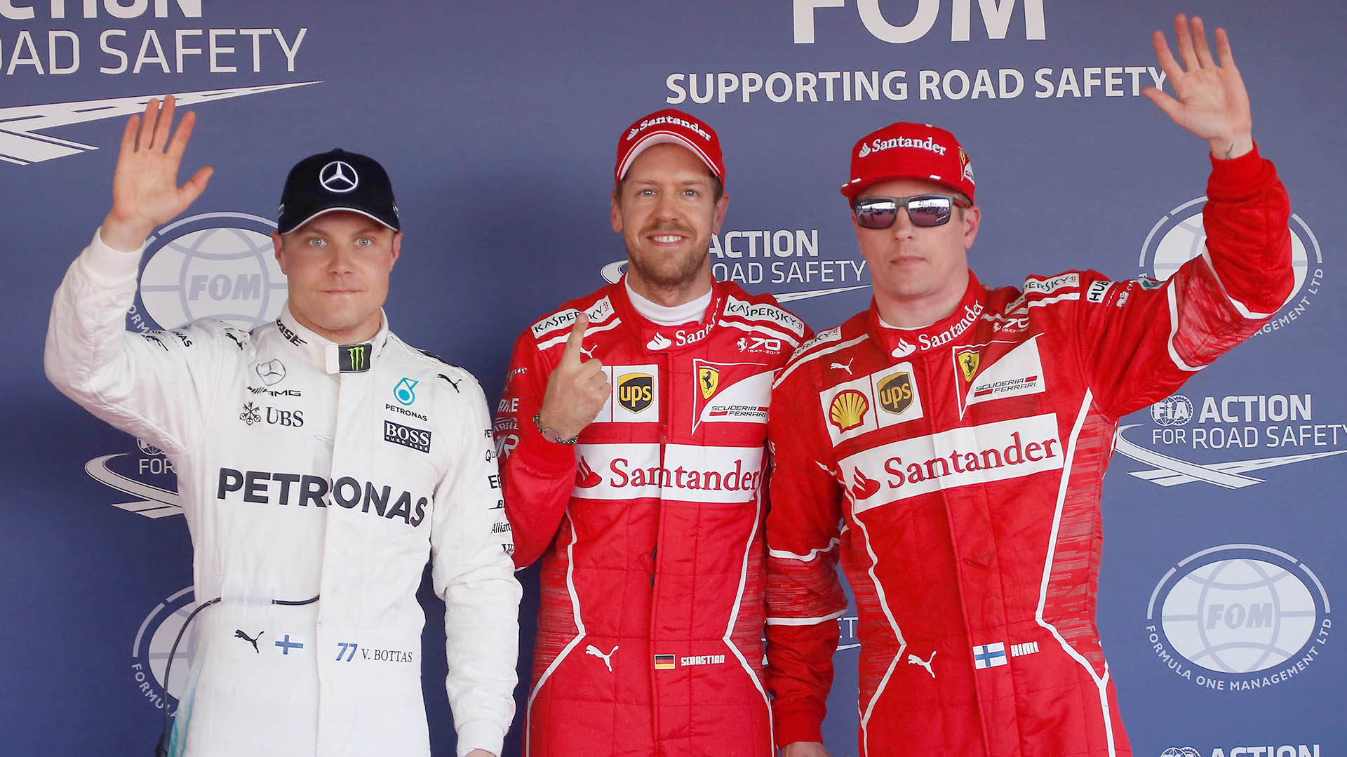 Valtteri Bottas, Sebastian Vettel y Kimi Raikkonen durante el 2017 (Foto: Reuters)