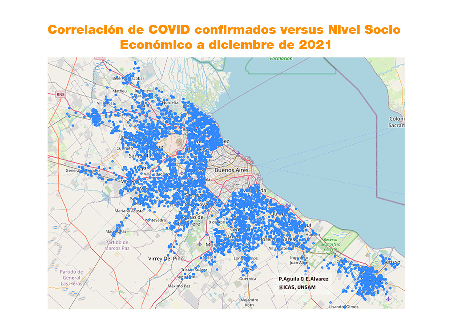 Utilizando la información proporcionada por el sistema SISA a 17 de diciembre de 2021, se geo-localizaron los casos confirmados entre 3 y 10 de diciembre en la zona Gran Buenos Aires y La Plata