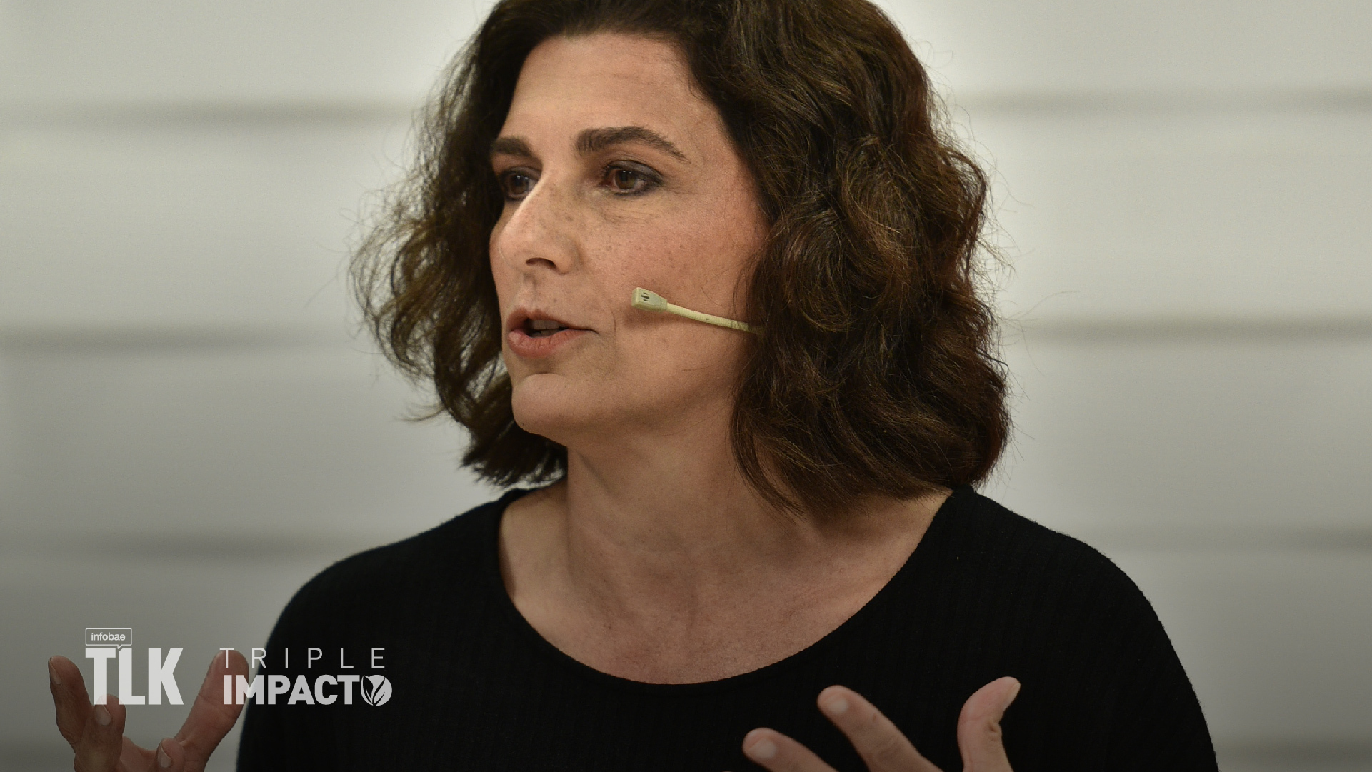 Mariale Álvarez, directora de Asuntos Públicos, Comunicación y Sustentabilidad de Coca-Cola de Argentina y Uruguay, en “Infobae Talks: triple impacto” (Crédito: Adrián Escandar)