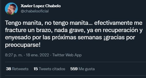 Chabelo anunció con humor su accidente (Foto: Twitter/@chabelooficial)