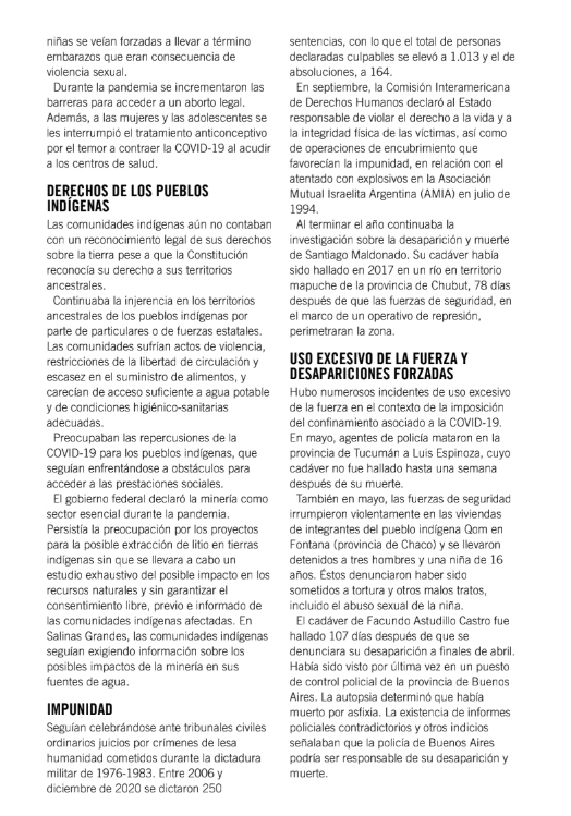 El informe completo de Amnistía Internacional sobre Argentina
