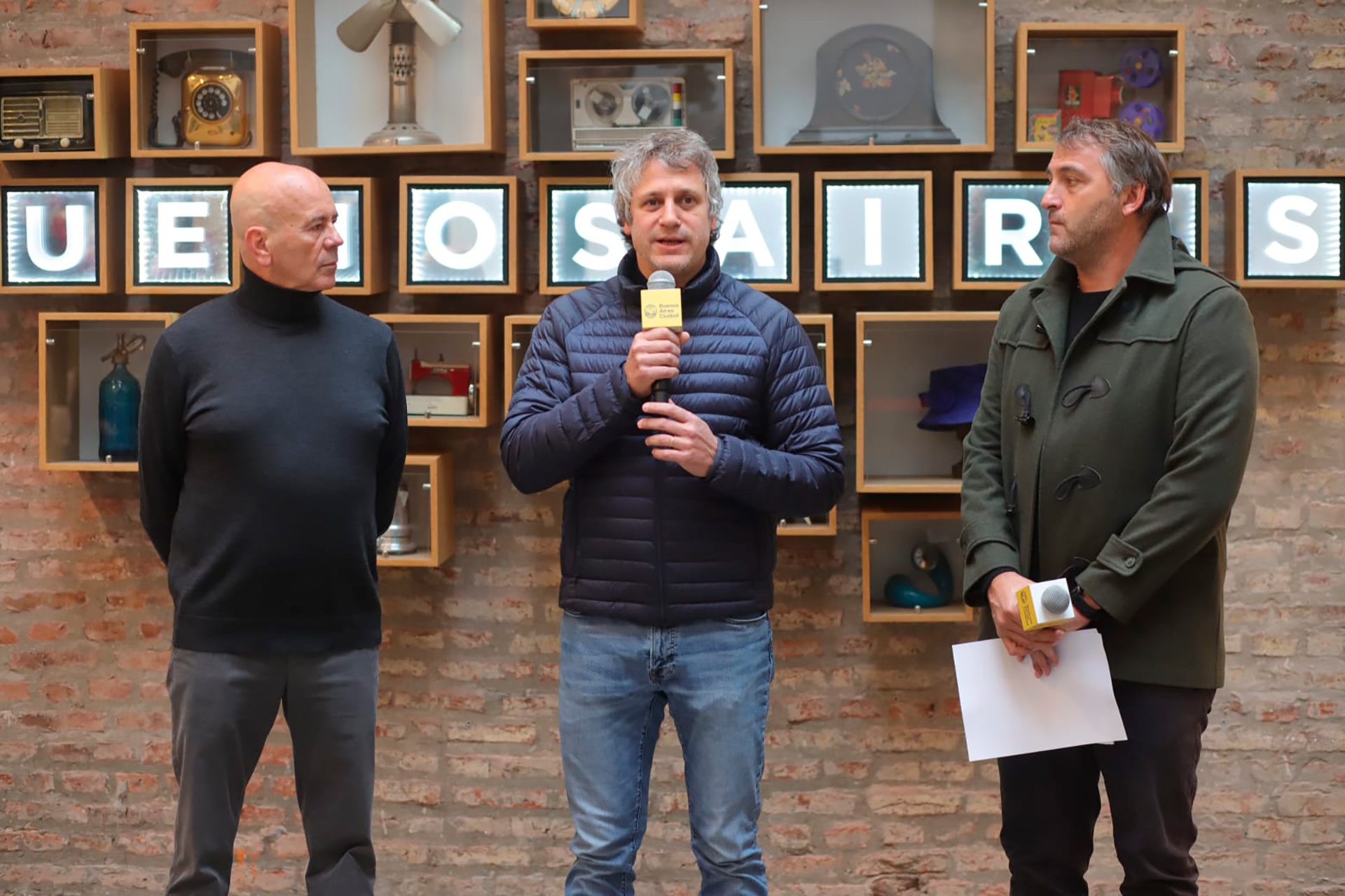 Felipe Miguel, junto a Jorge Telerman y Carlos Retegui, durante el anuncio de la programación de las vacaciones de invierno en la Ciudad