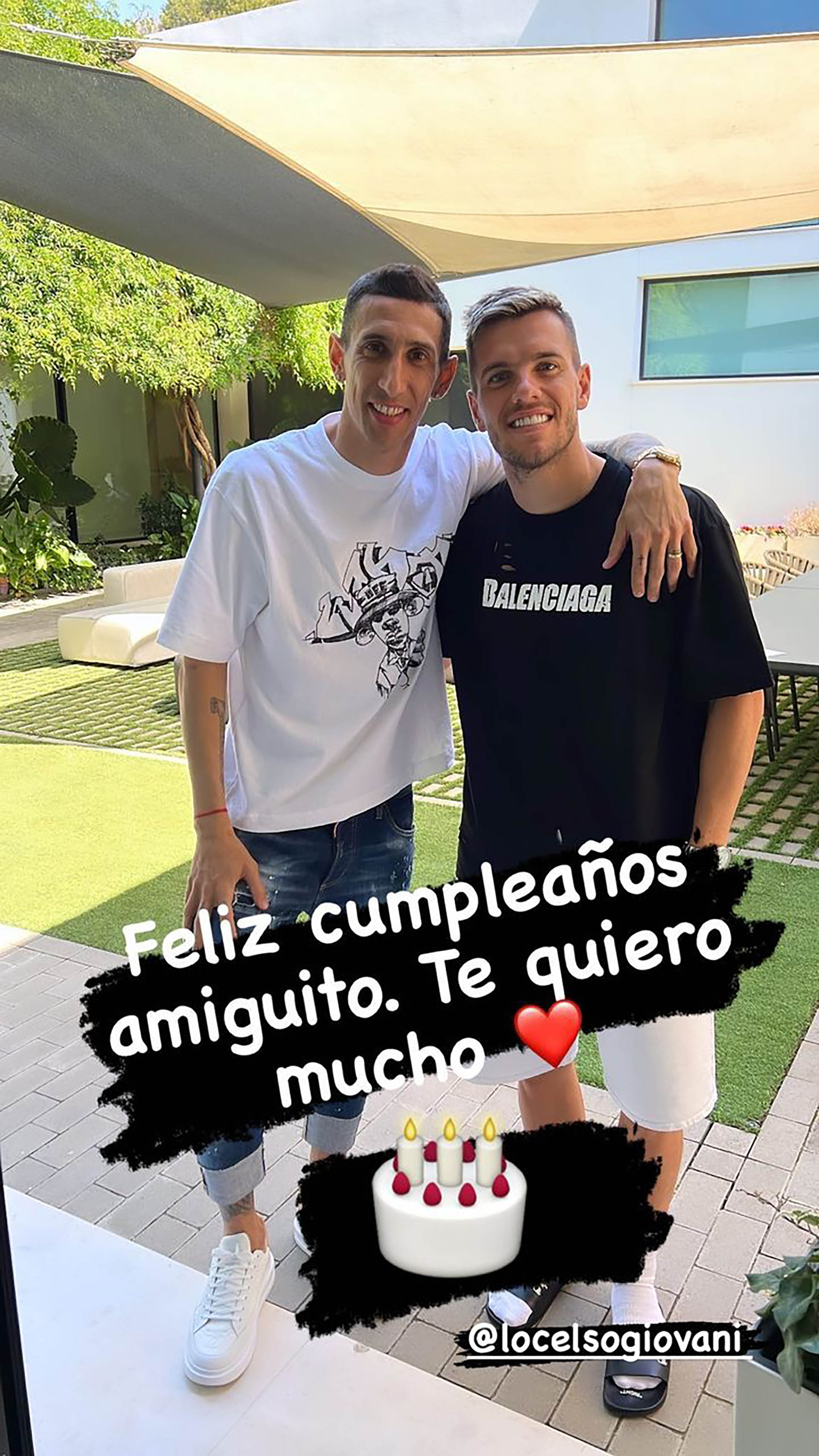 Ángel Di María publicó una foto junto a Lo Celso en su cumpleaños (Foto: Instagram)