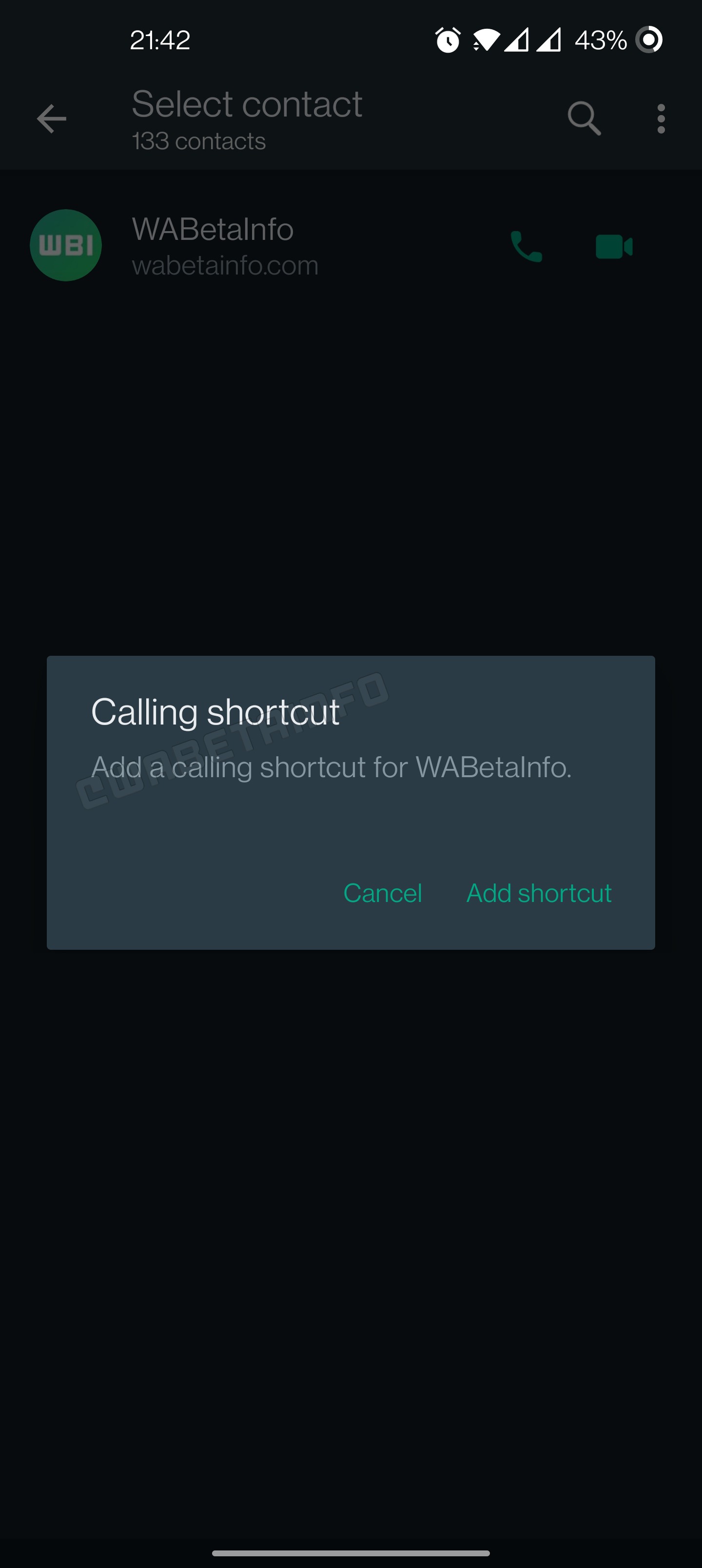 WhatsApp desarrolla un atajo personalizado para realizar llamadas a contactos por medio de la aplicación. (WABetaInfo)