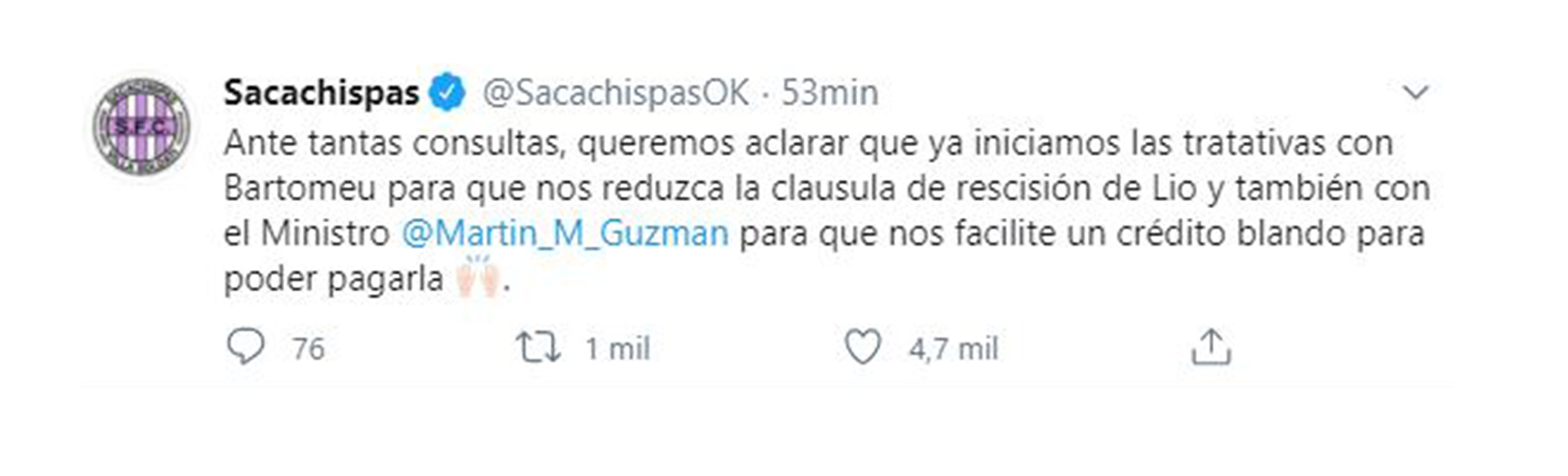 Más repercusiones sobre la noticia de Messi