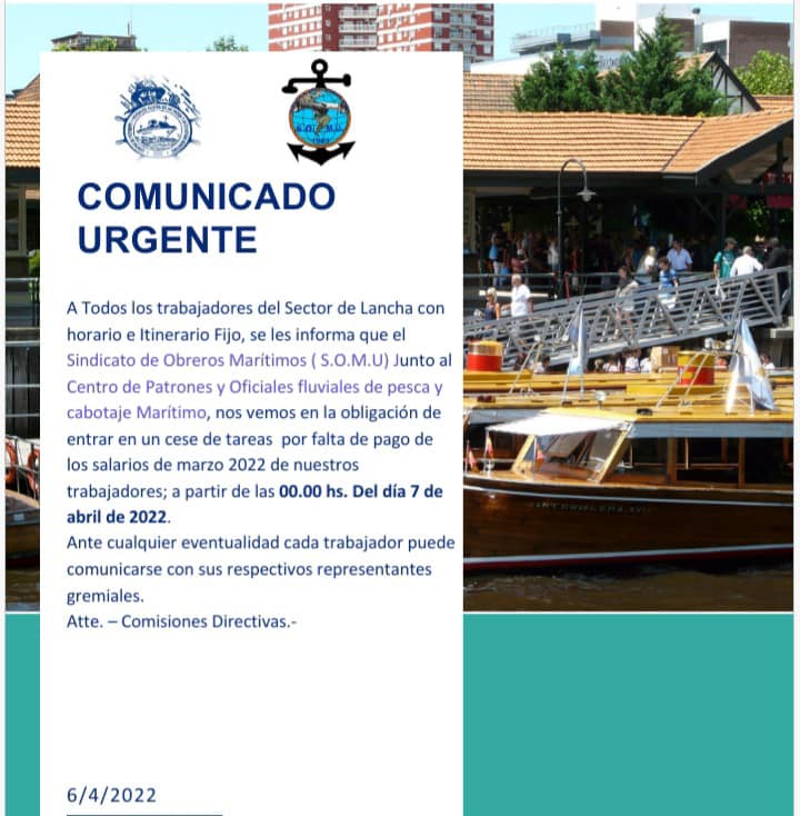 El comunicado de SOMU anunciado el inicio del paro