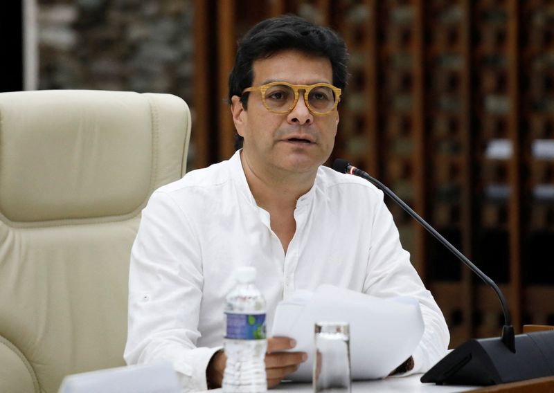 File photo.  Colombia's High Commissioner for Peace, Danilo Rueda, reads a statement during a news conference in Havana, Cuba, August 12, 2022. REUTERS/Alexandre Meneghini