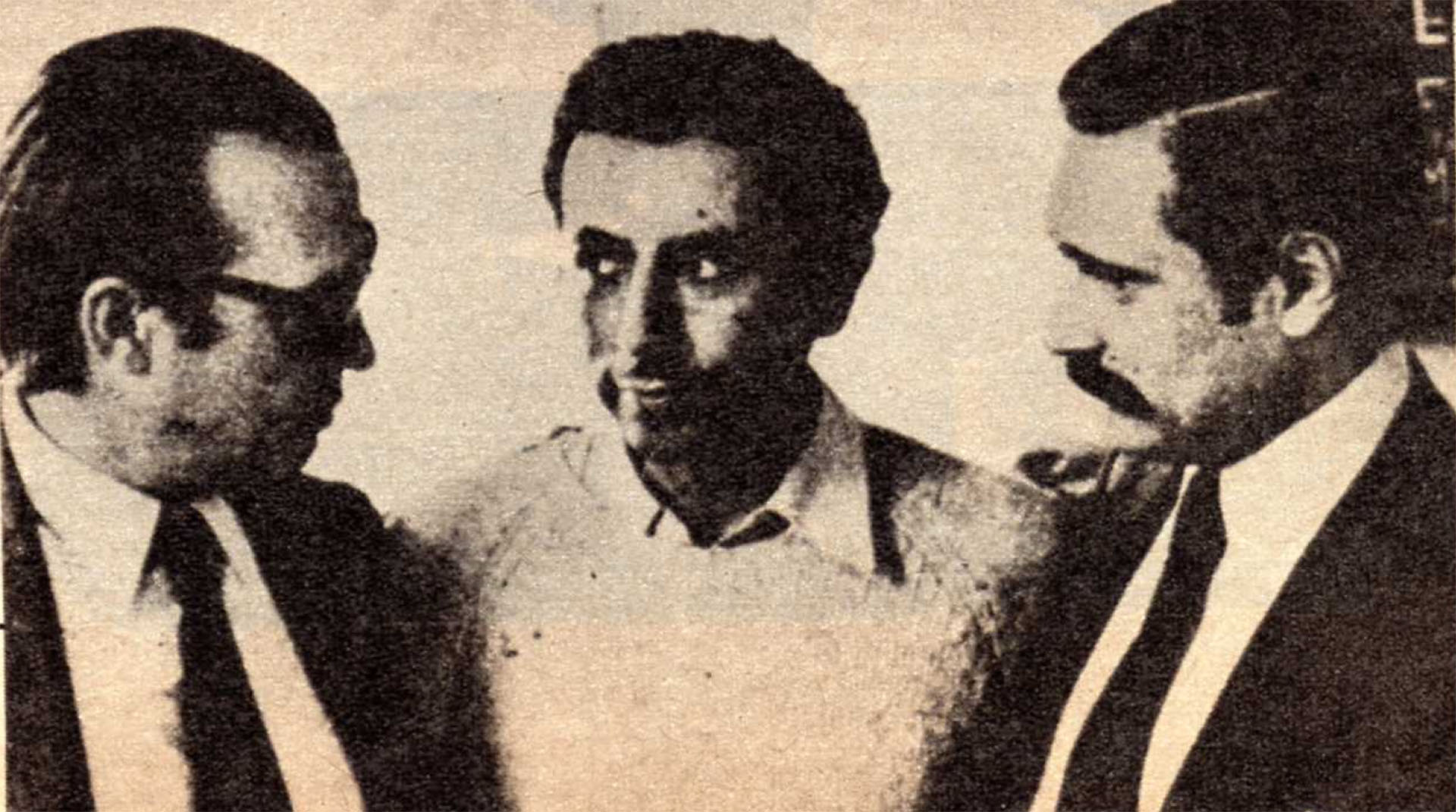 Mario Roberto Santucho y sus abogados Gustavo Roca y Eduardo Luis Duhalde