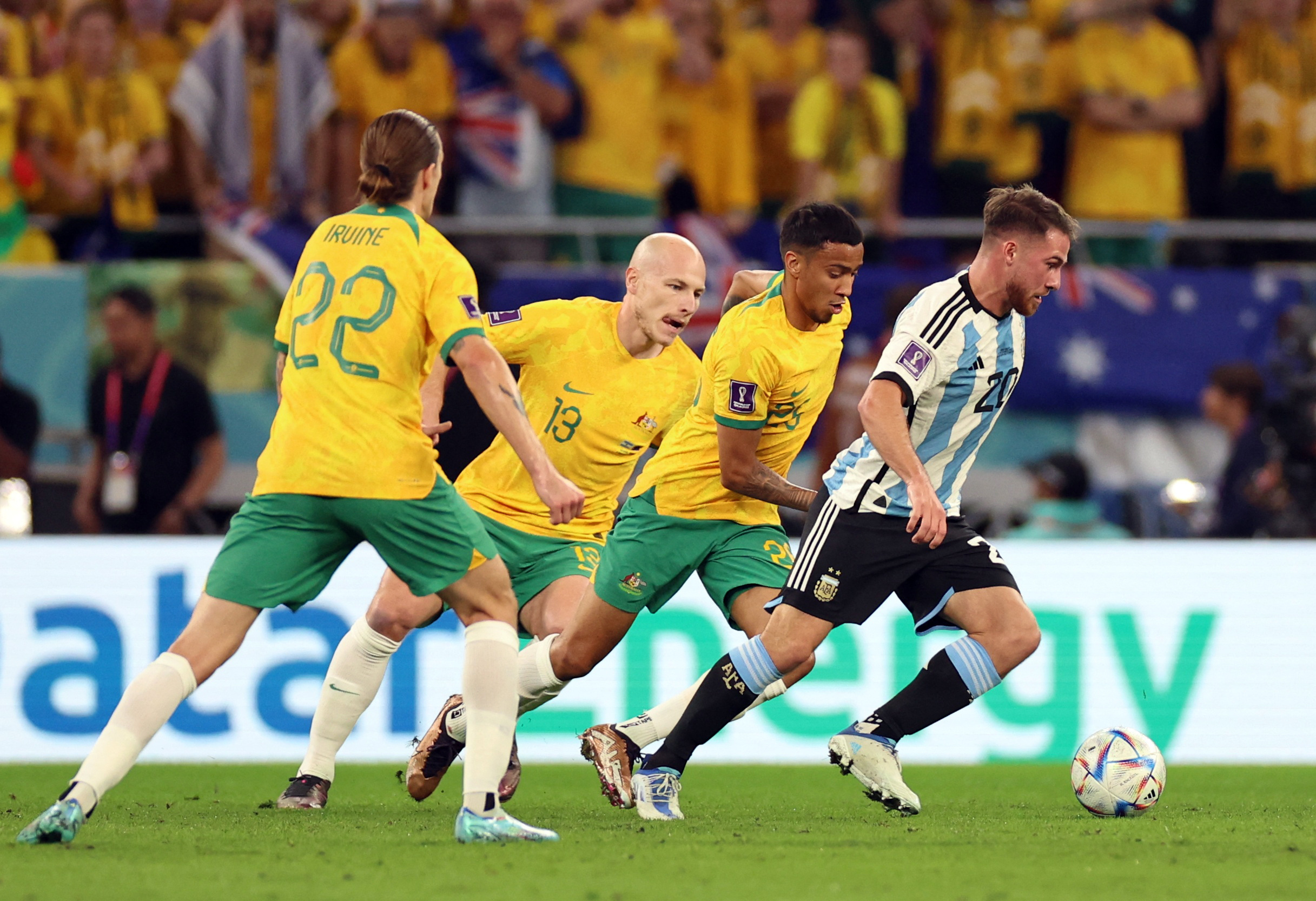 Alexis Mac Allister venía de ser el mejor jugador del partido ante Polonia y volvió a ser importante ante Australia (REUTERS/Pedro Nunes)