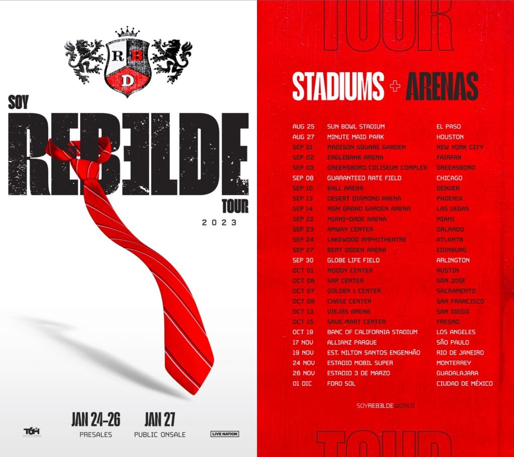 Soy Rebelde Tour se llevará a cabo en Estados Unidos, México y Brasil. Foto: Instagram/@rbd_musica