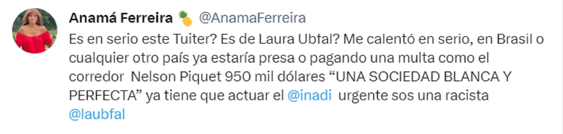 El tuit de Anamá Ferreira