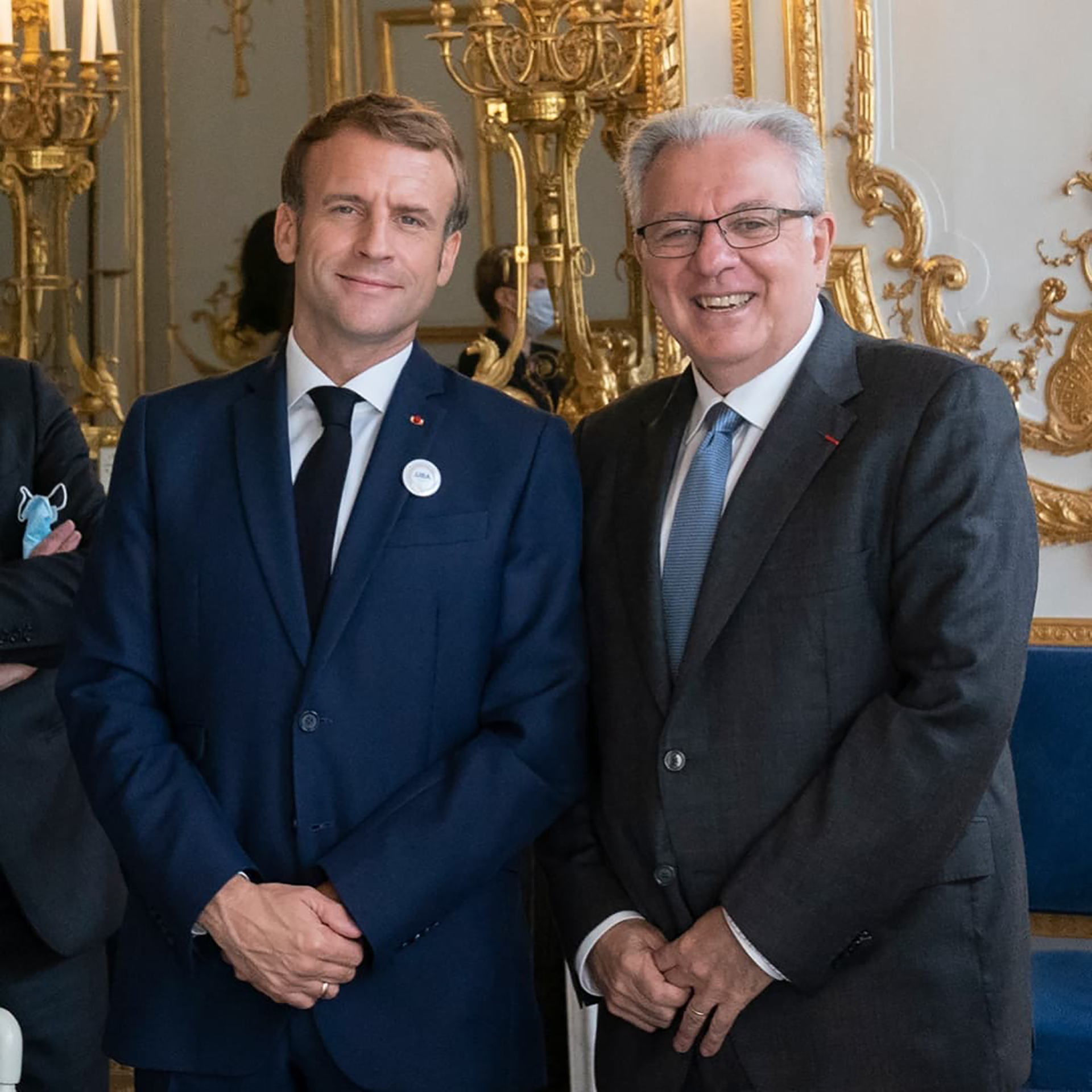 Alberto Barbieri, rector de la Universidad de Buenos Aires y el presidente de Francia, Emmanuel Macron (Instagram UBA)