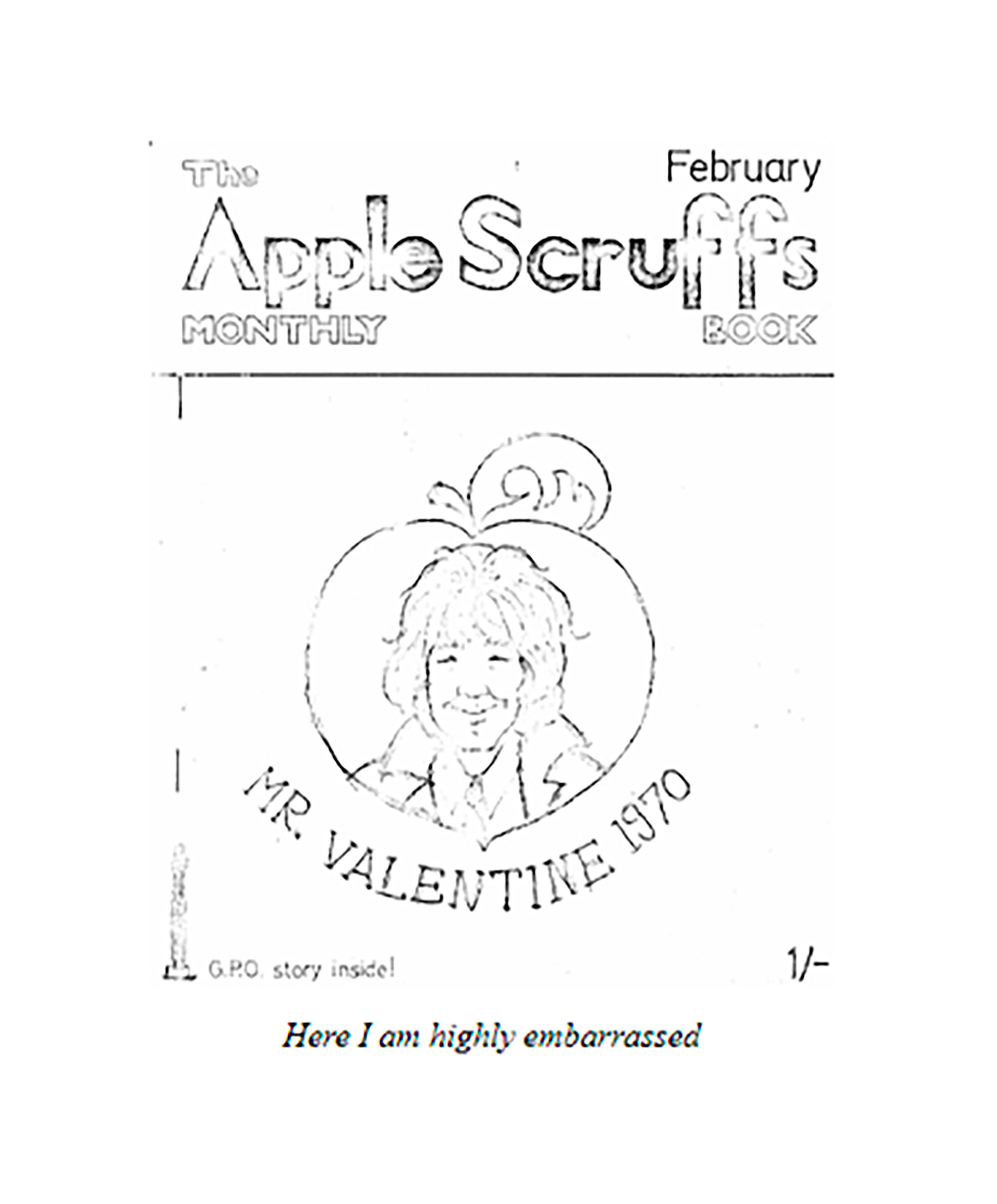 La portada del fanzine creado por las fanáticas de los Beatles, con la silueta de Kevin Harrington, catalogado como Mr. Valentine 1970 (Foto extraída del libro "Who's the redhead on the roof")