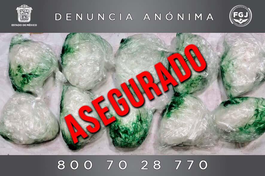 Fueron decomisados 4 kilogramos de cristal en el municipio de Tlalnepantla de Baz Imagen: FGJEM