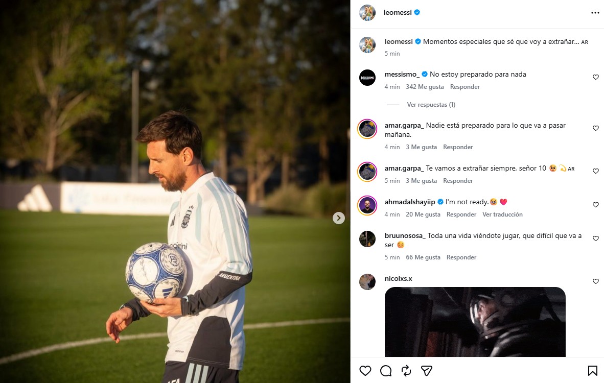 Lionel Messi compartió un álbum de fotos de su última práctica con la Selección: el mensaje especial que publicó